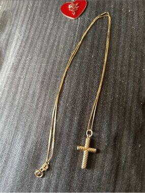 Gold Rope Cross Pendant Necklace - Women Jewelry 14k size #18